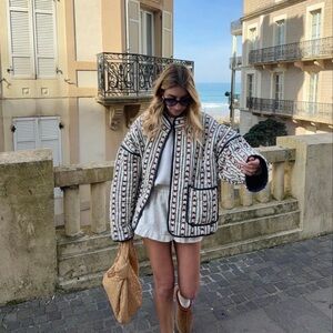 Free People Multicolor Striped hearts quilted Jacket